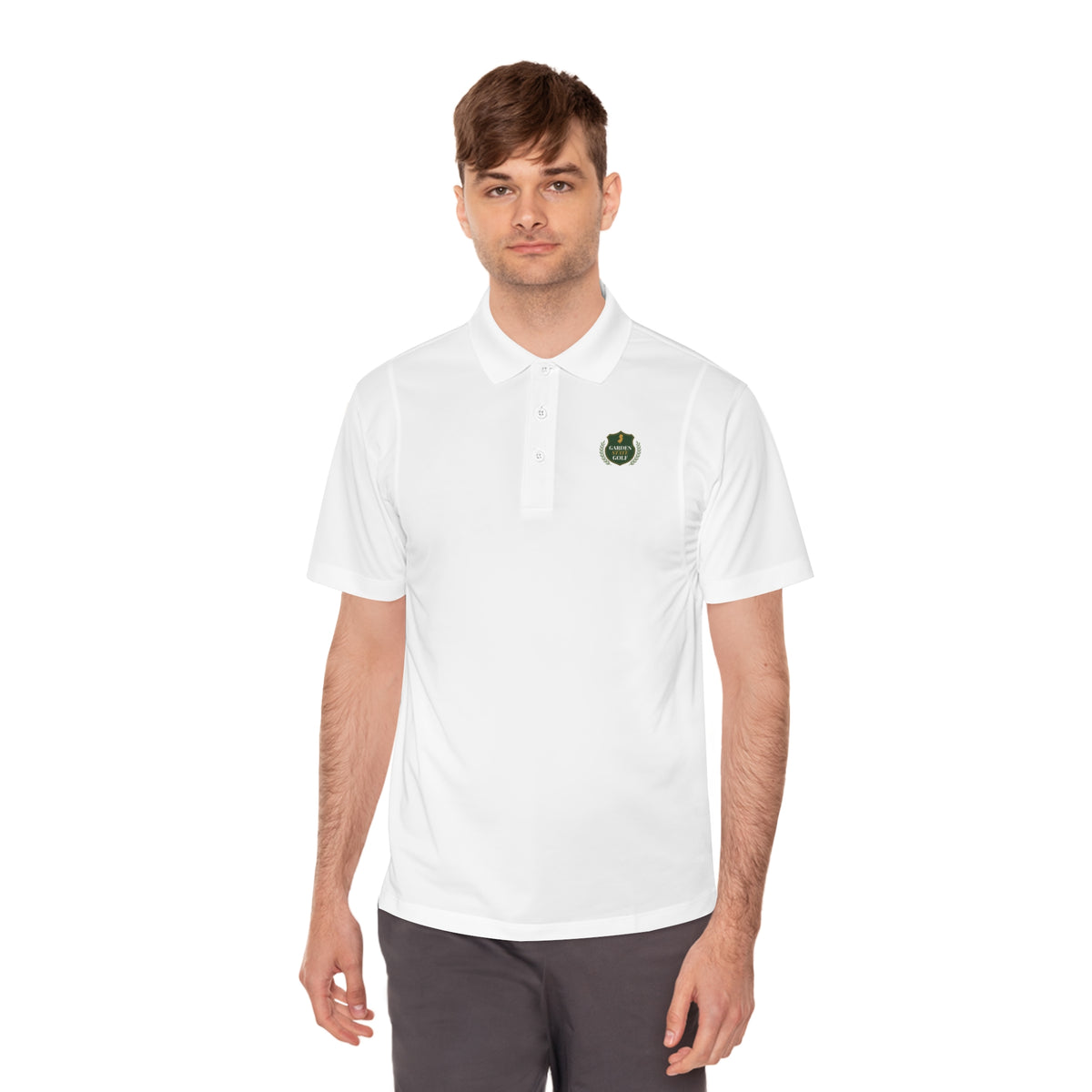 GSG Embroidered Sport Polo - Garden State Golf white performance polo back view