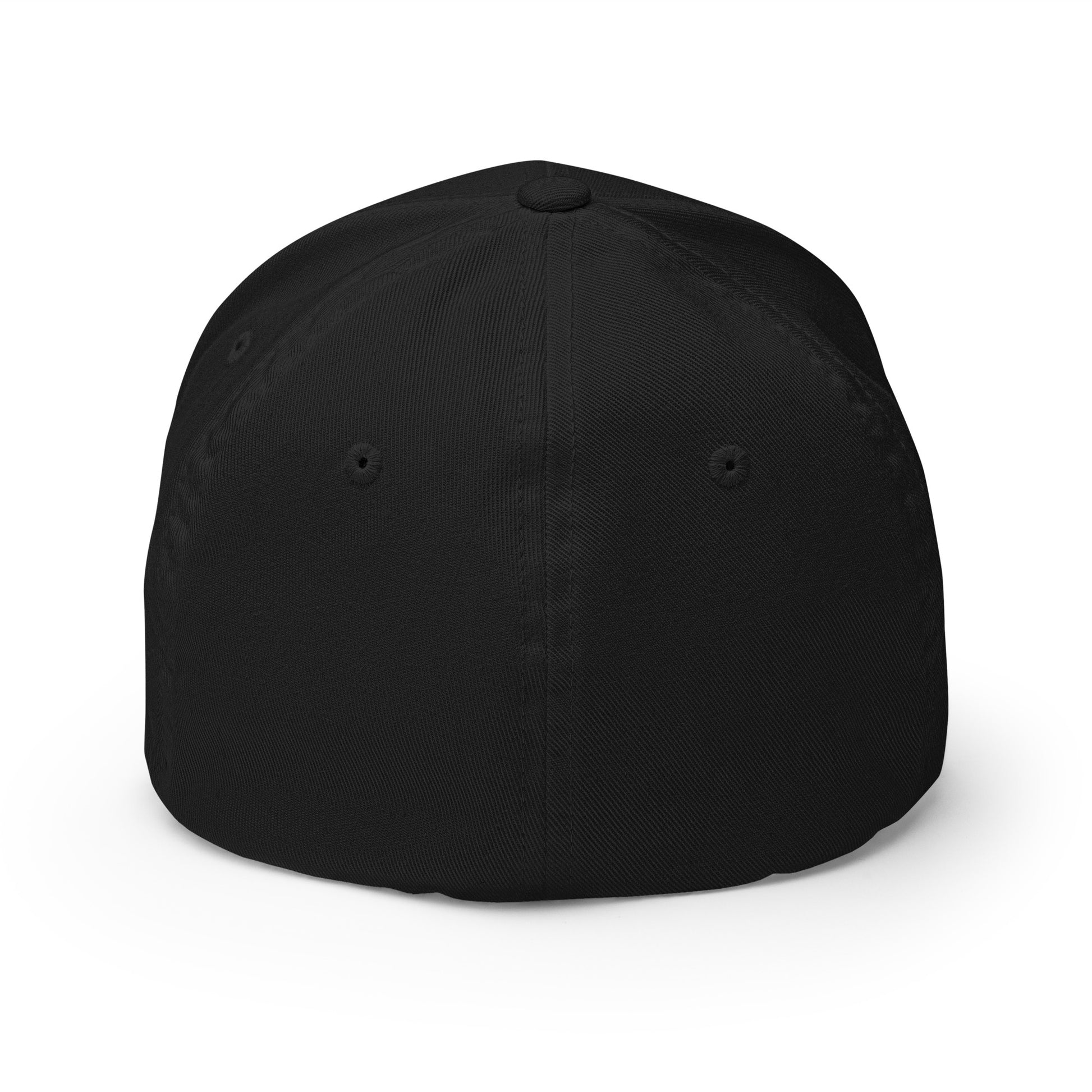 Garden State Golf Flexfit Cap in Black — back view showing Flexfit stretch closure
