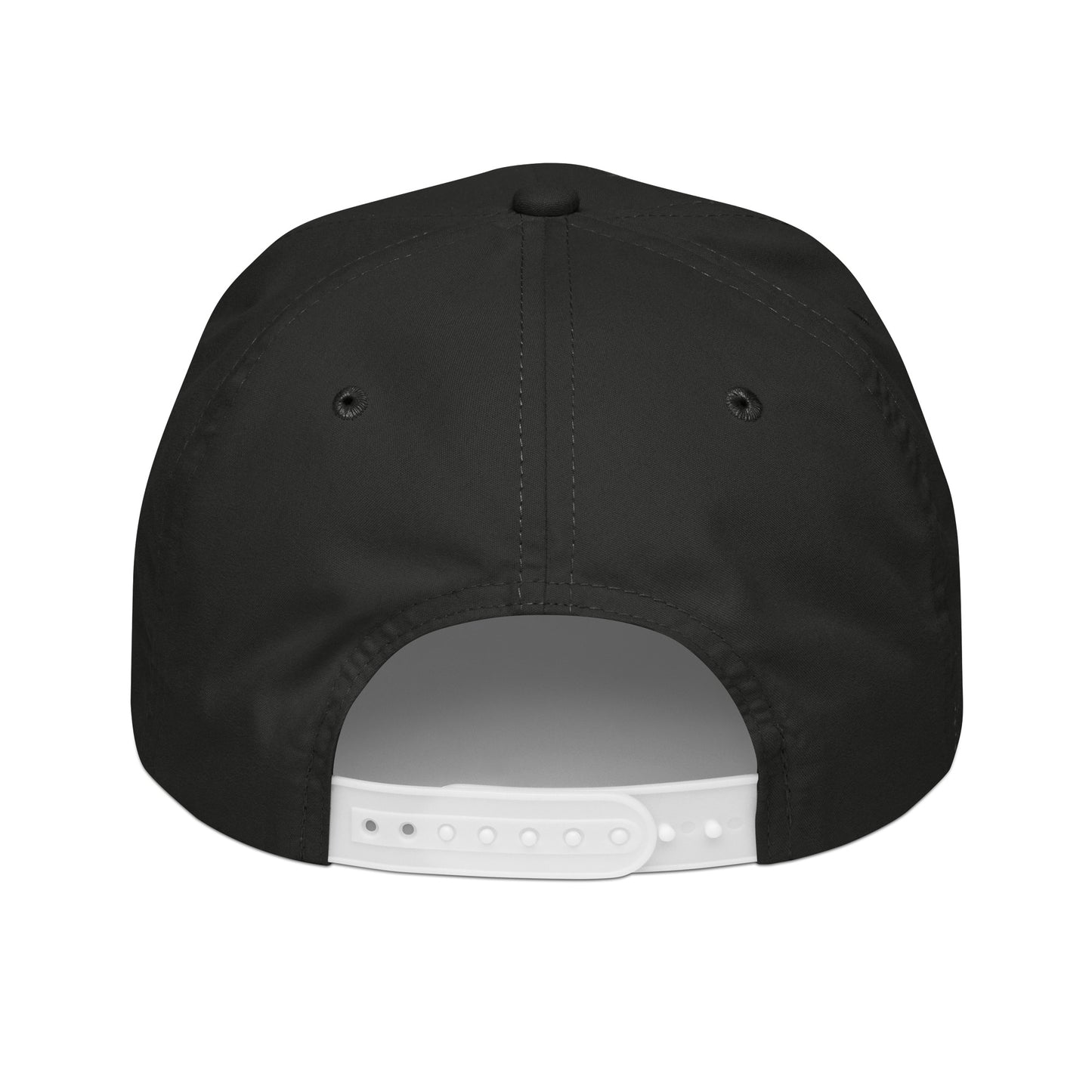 Garden State Golf Jersey Rope Cap in Black and White — back view showing adjustable snapback closure