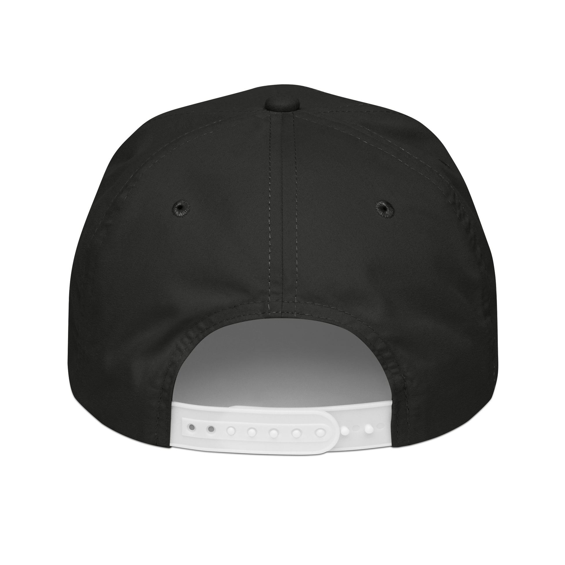 Garden State Golf Jersey Rope Cap in Black and White — back view showing adjustable snapback closure