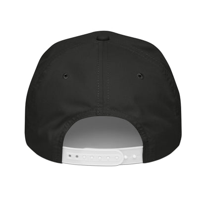 Garden State Golf Jersey Rope Cap in Black and White — back view showing adjustable snapback closure