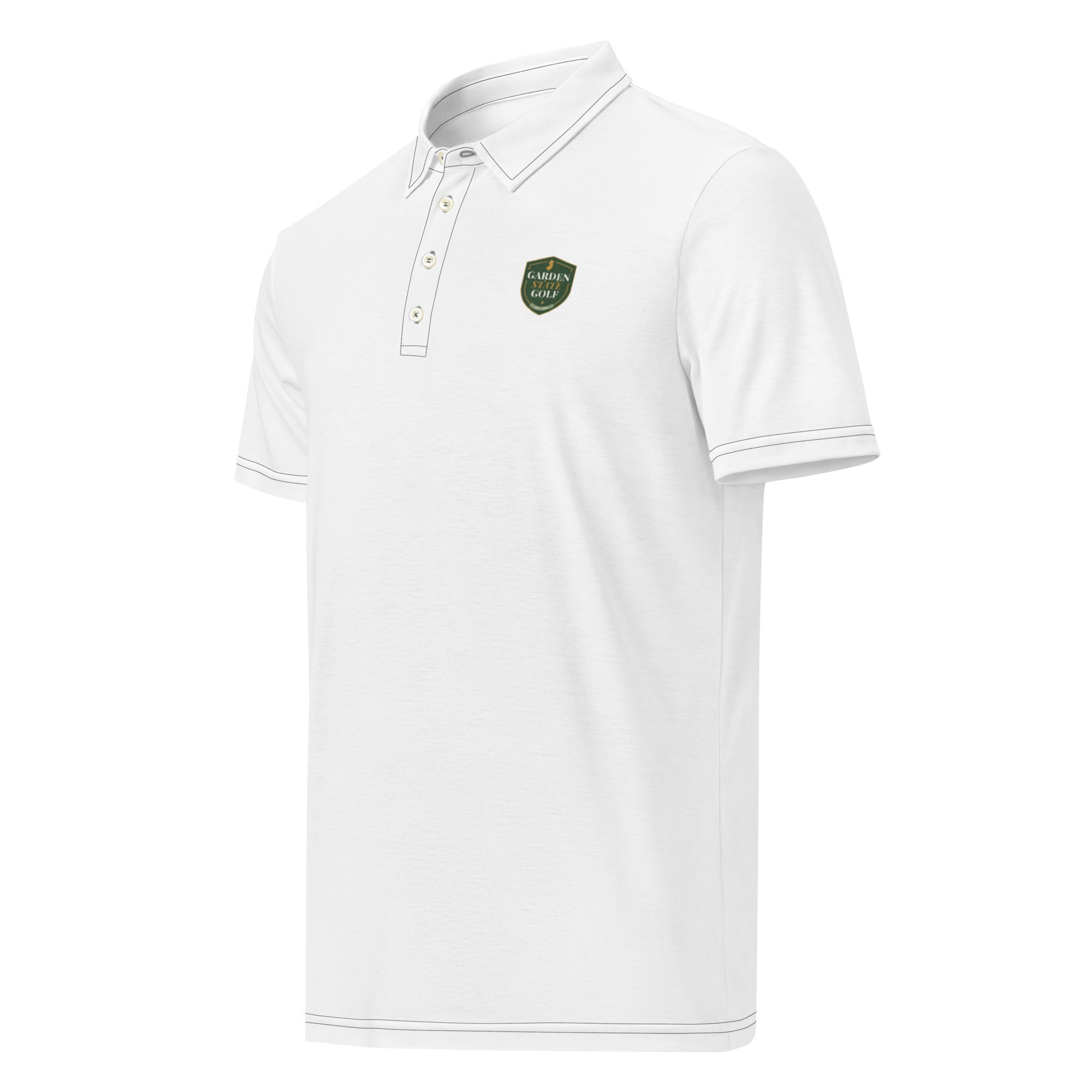 The Fairway Polo — black performance polo with GSG emblem