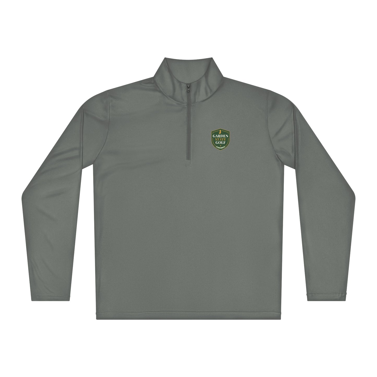 Garden State Golf Lightweight Quarter-Zip Pullover in Grey Concrete — front view showing cadet collar